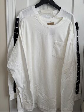 Nike White Long-Sleeve Pocket Tees
